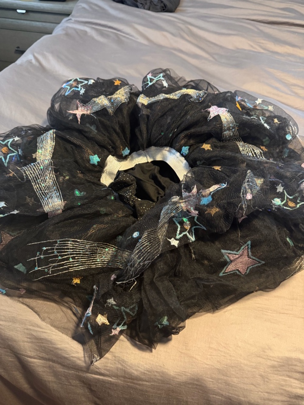 Lola + The Boys Black Tulle Star & Shooting Star Embroidered Skirt